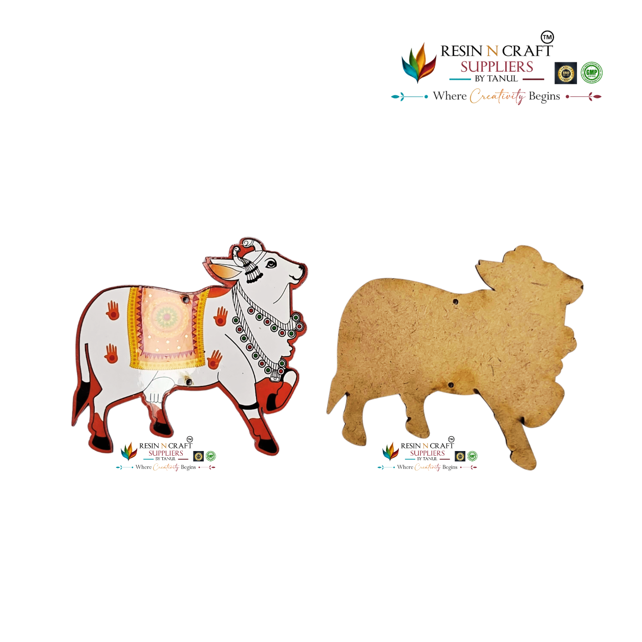 Traditional Cow Pair Cutout for Decoration | MDF Printed Cow Hanging Set (Pair)