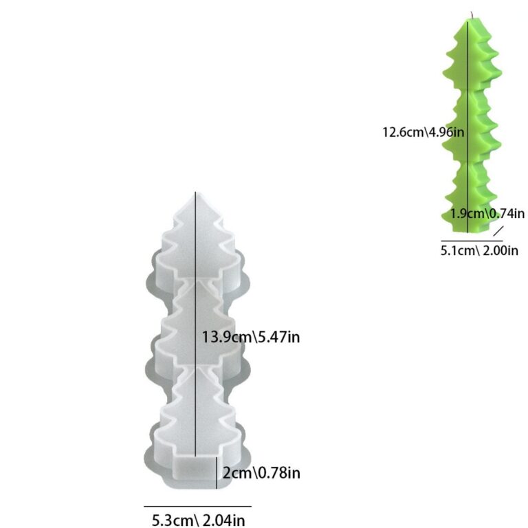 Three-Christmas Tree Pillar Candle Mold (RSP 104)