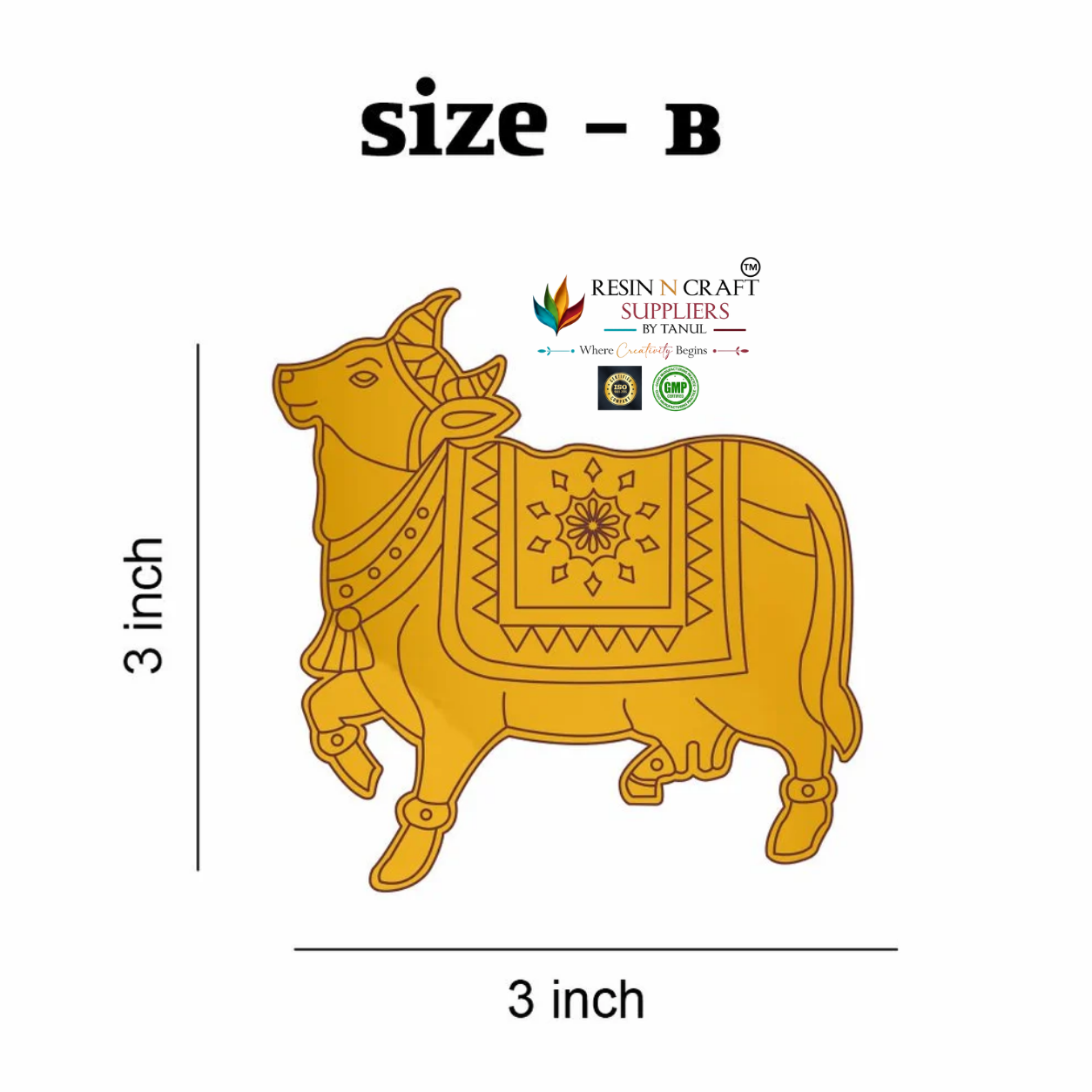 Pichwai Cow Acrylic Cutout – Traditional Cow Design | 2 & 3 Inch | Pack of 6