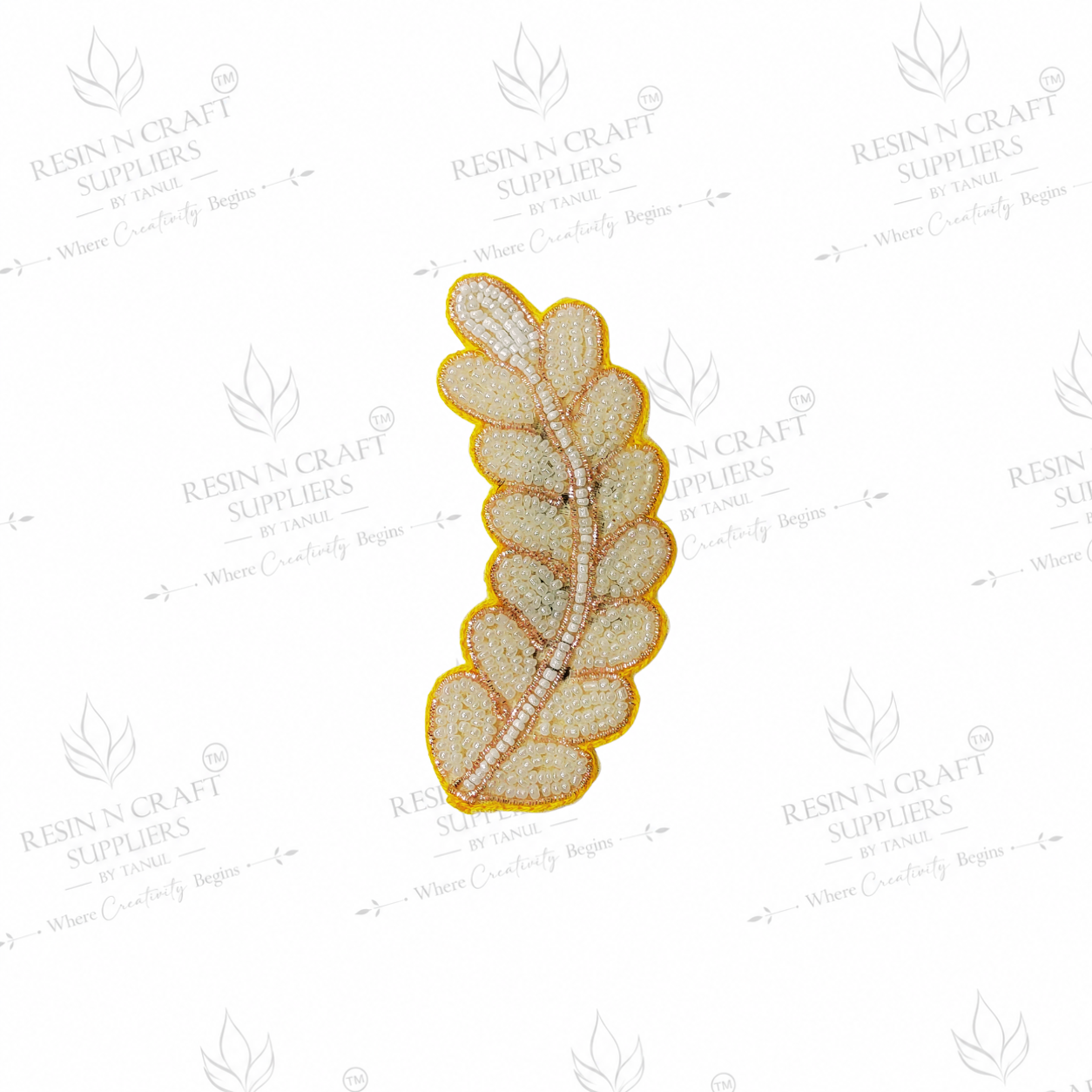 Pearl Leaf Beaded Decorative Patch for Toran & Bandhanwar Making (4.5 Inch)
