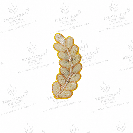 Pearl Leaf Beaded Decorative Patch for Toran & Bandhanwar Making (4.5 Inch)