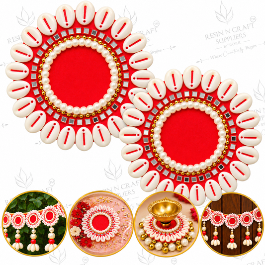 Cowrie Shell Beaded Patch Pair – Decorative Shell Patch for Toran, Bandhanwar & Resin Art