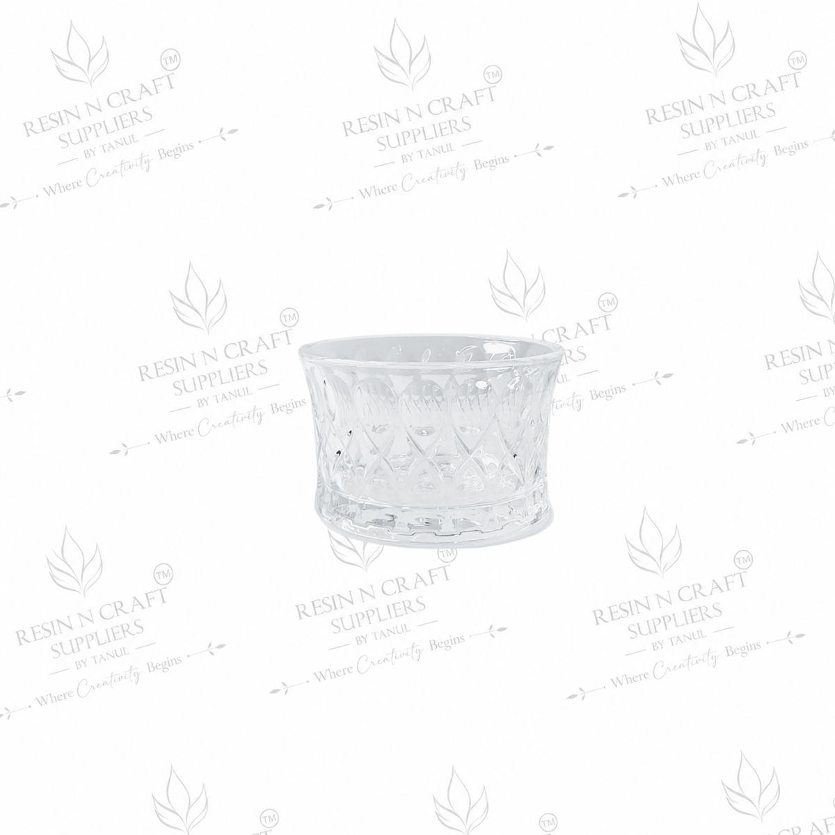Royal Diamond Cut Glass Candle Jar 2 Inch | Premium Textured Candle Container | Wine & Smoothie Candle, Resin Art & Hamper Glass