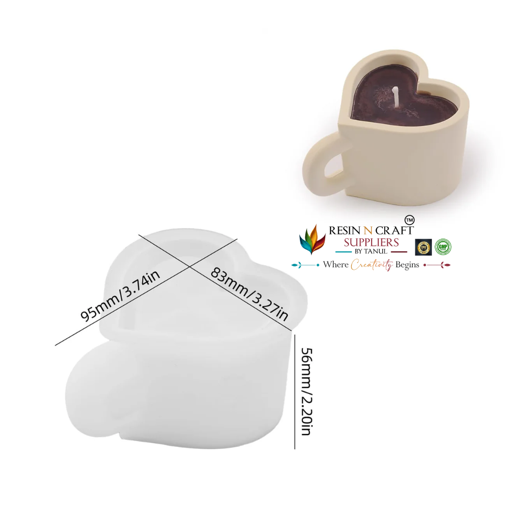 3D Heart Shape Candle / concrete Holder Silicone Mould (RSM1320M)