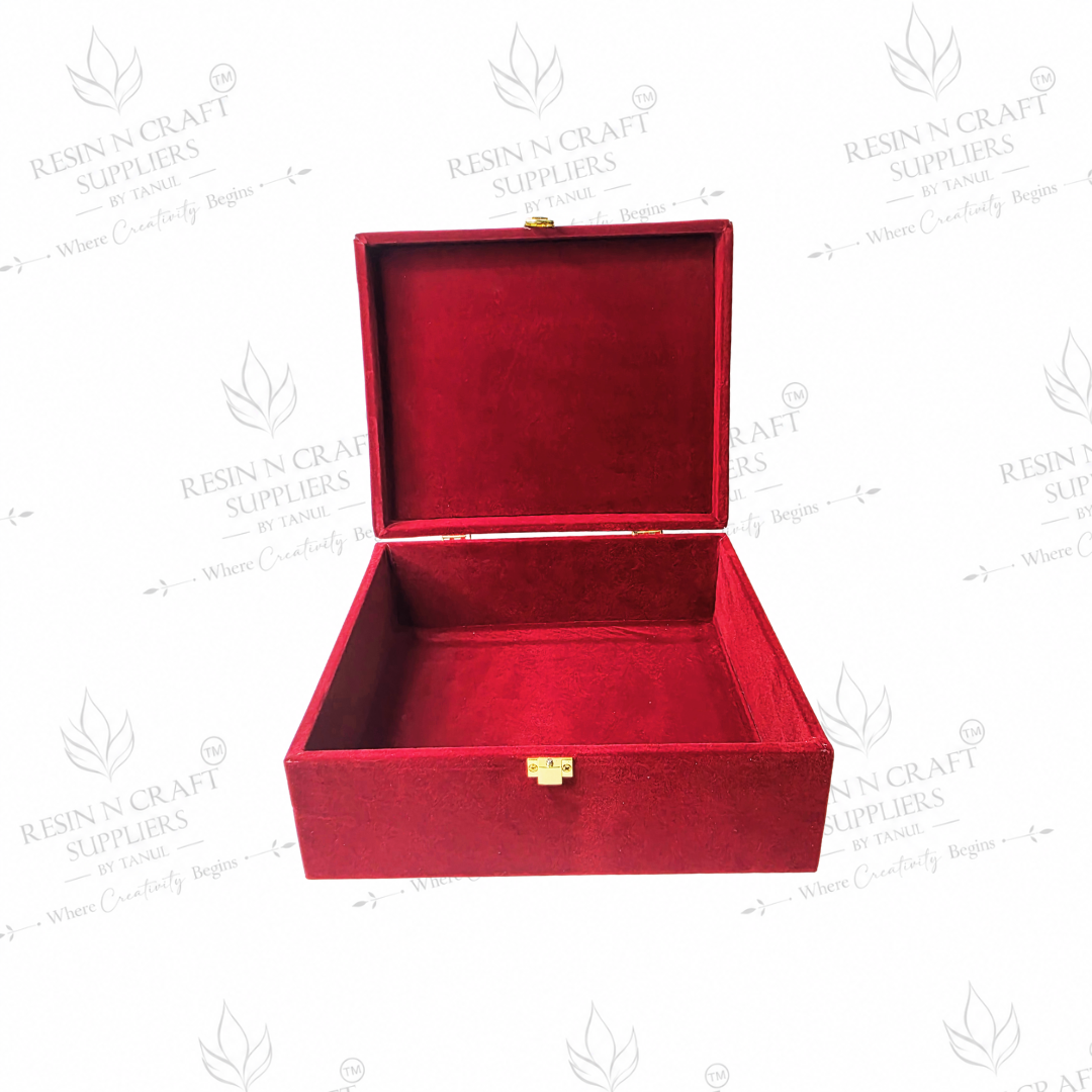 Premium Velvet Rakhi Hamper Box | Red Maroon Festive Gift Box   8 Inch × 9.5 Inch × 4 Inch (Deep)