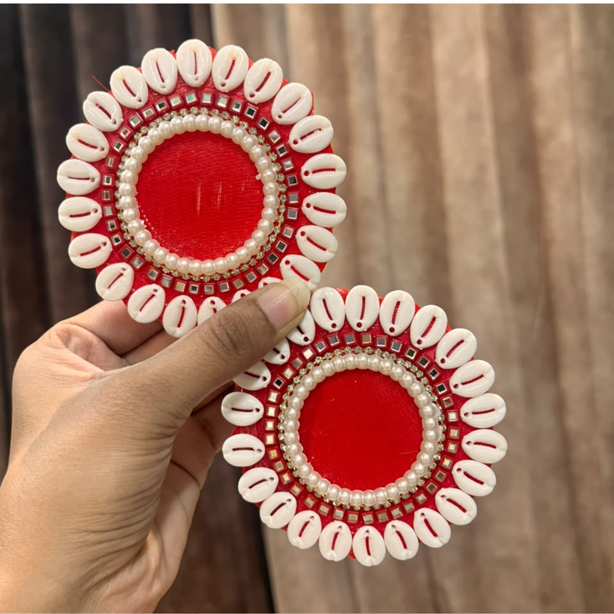 Cowrie Shell Beaded Patch Pair – Decorative Shell Patch for Toran, Bandhanwar & Resin Art