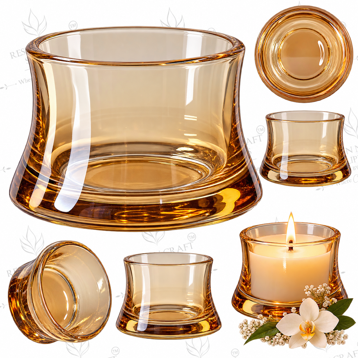 120 ML Amber Flared Glass Candle Jar | Premium Golden Amber Candle Container for Wine & Smoothie Candles, Hampers & Resin Art