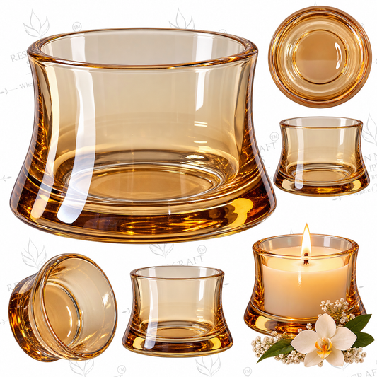 120 ML Amber Flared Glass Candle Jar | Premium Golden Amber Candle Container for Wine & Smoothie Candles, Hampers & Resin Art