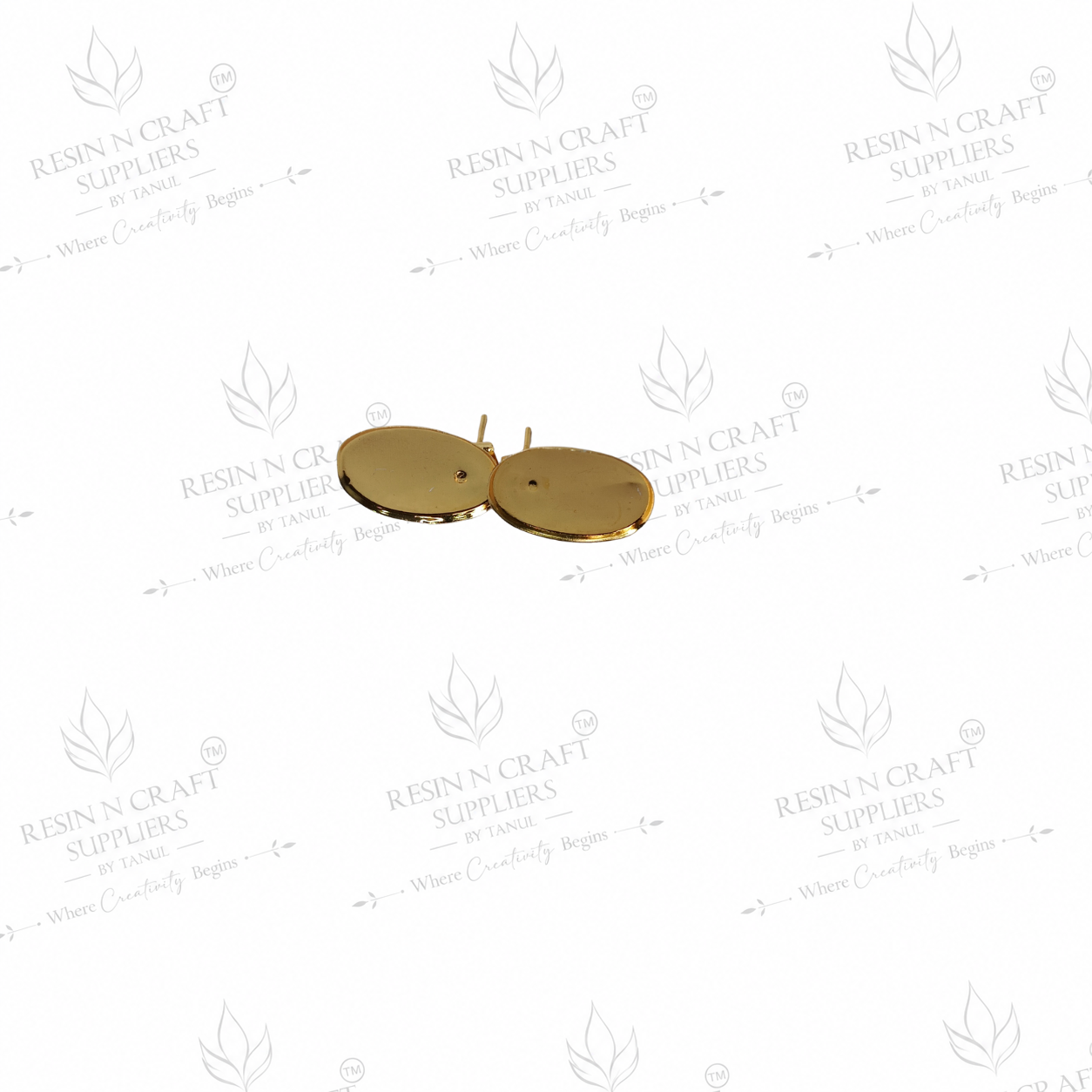 Gold Plated Oval Stud Earring Base | 1.8 cm