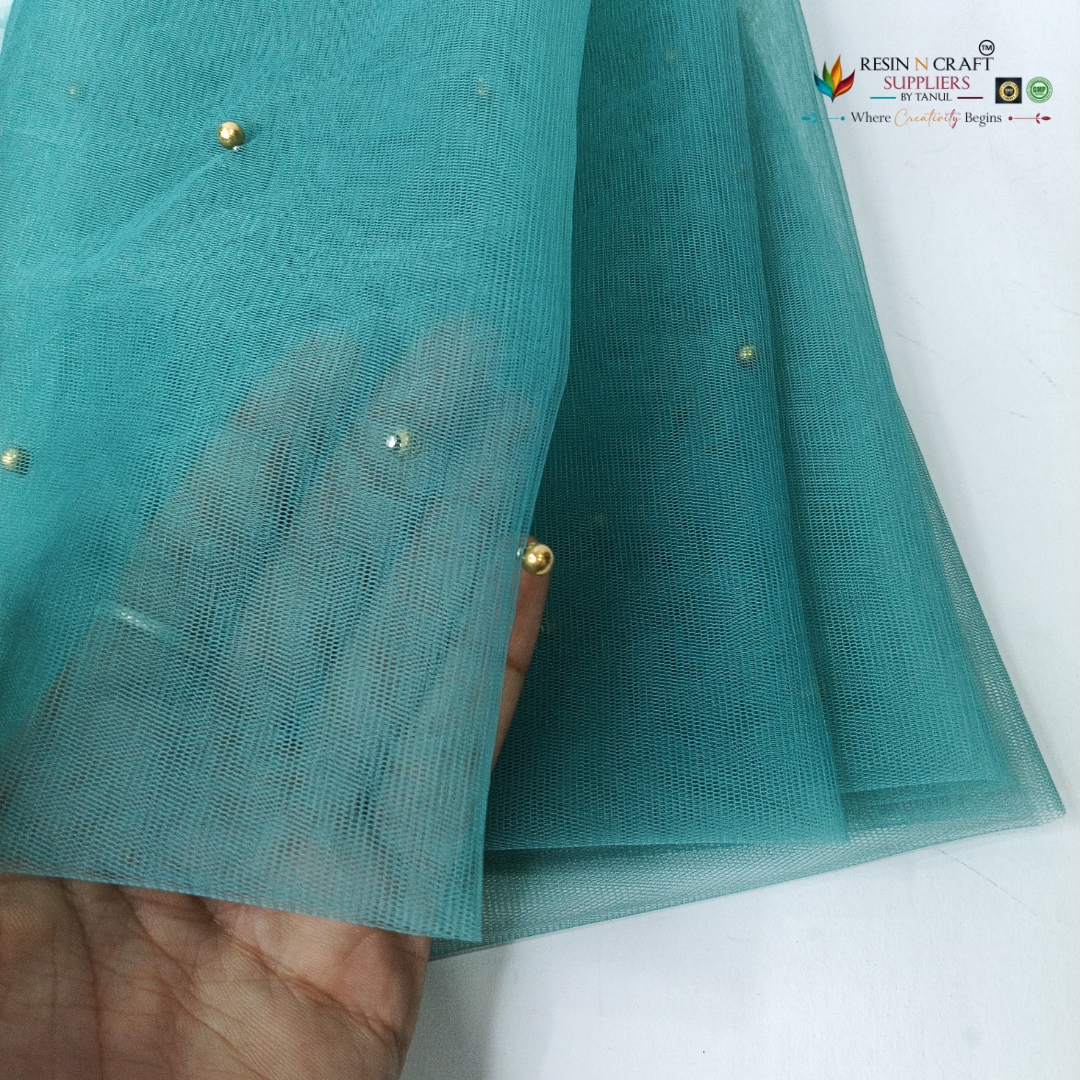 Sky Blue Premium Pearl Decorative Net Fabric Roll – 5 Meter (PN-06)