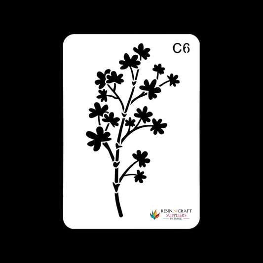 C6: Delicate Floral Branch Craft Stencil (8.5"×6")