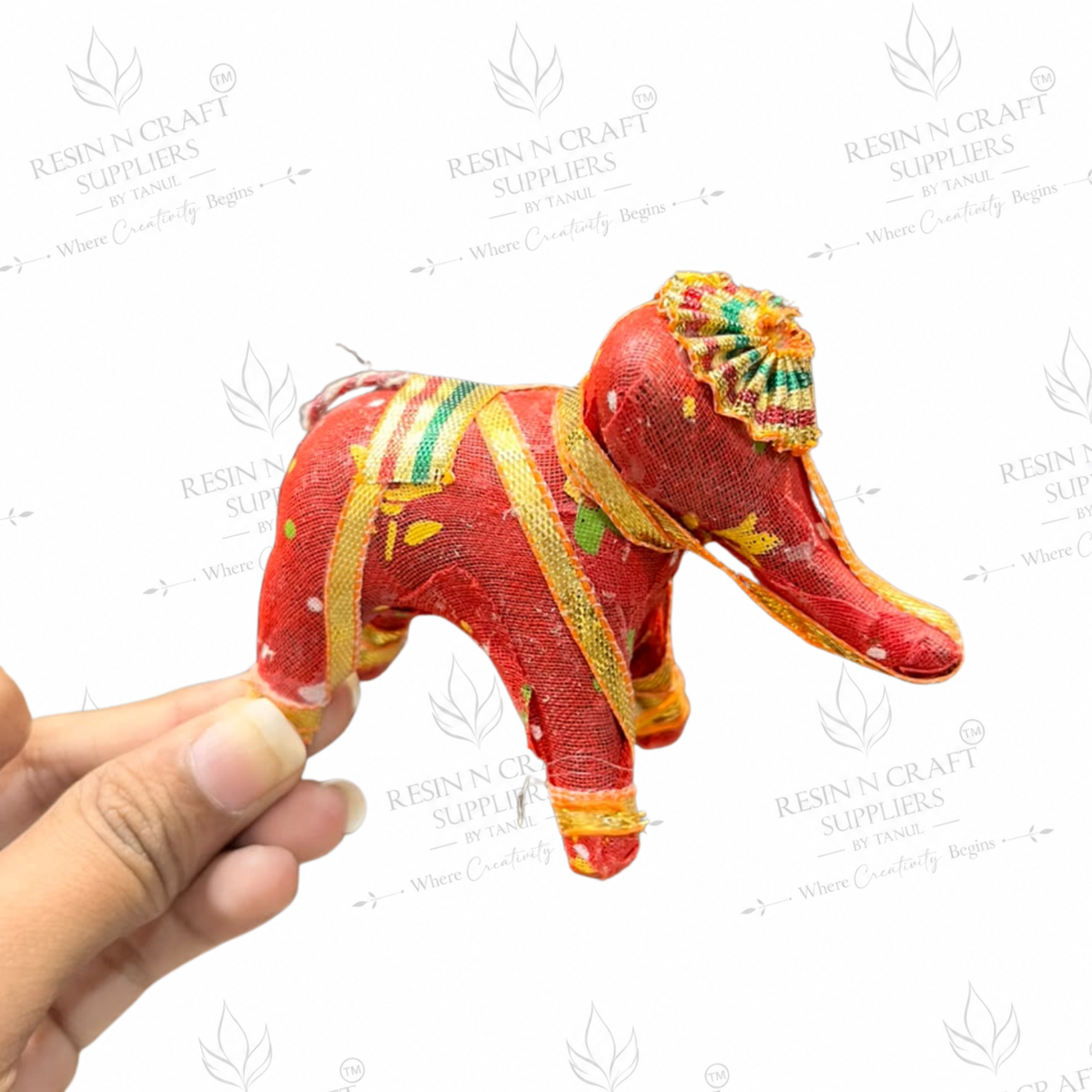 Decorative Fabric Elephant MDF Cutout – 4×3 Inch | Elephant Latkan for Resin Art, Toran & Home Décor
