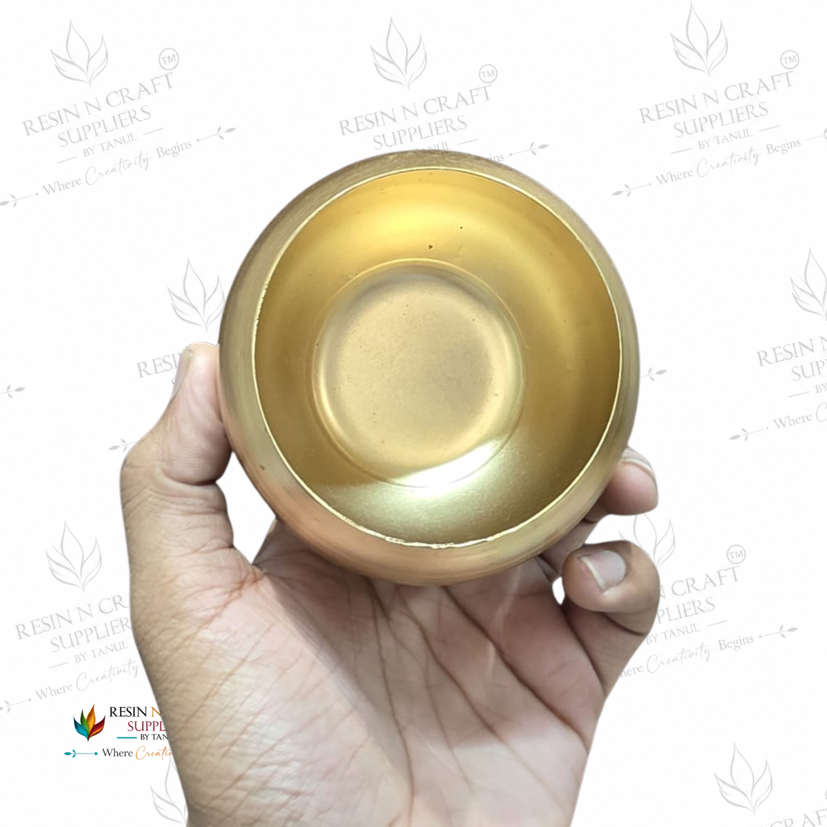 Golden Metal Urli Bowl for Candle Making, Resin Art & Home Décor – 3 Inch Bowl Shape