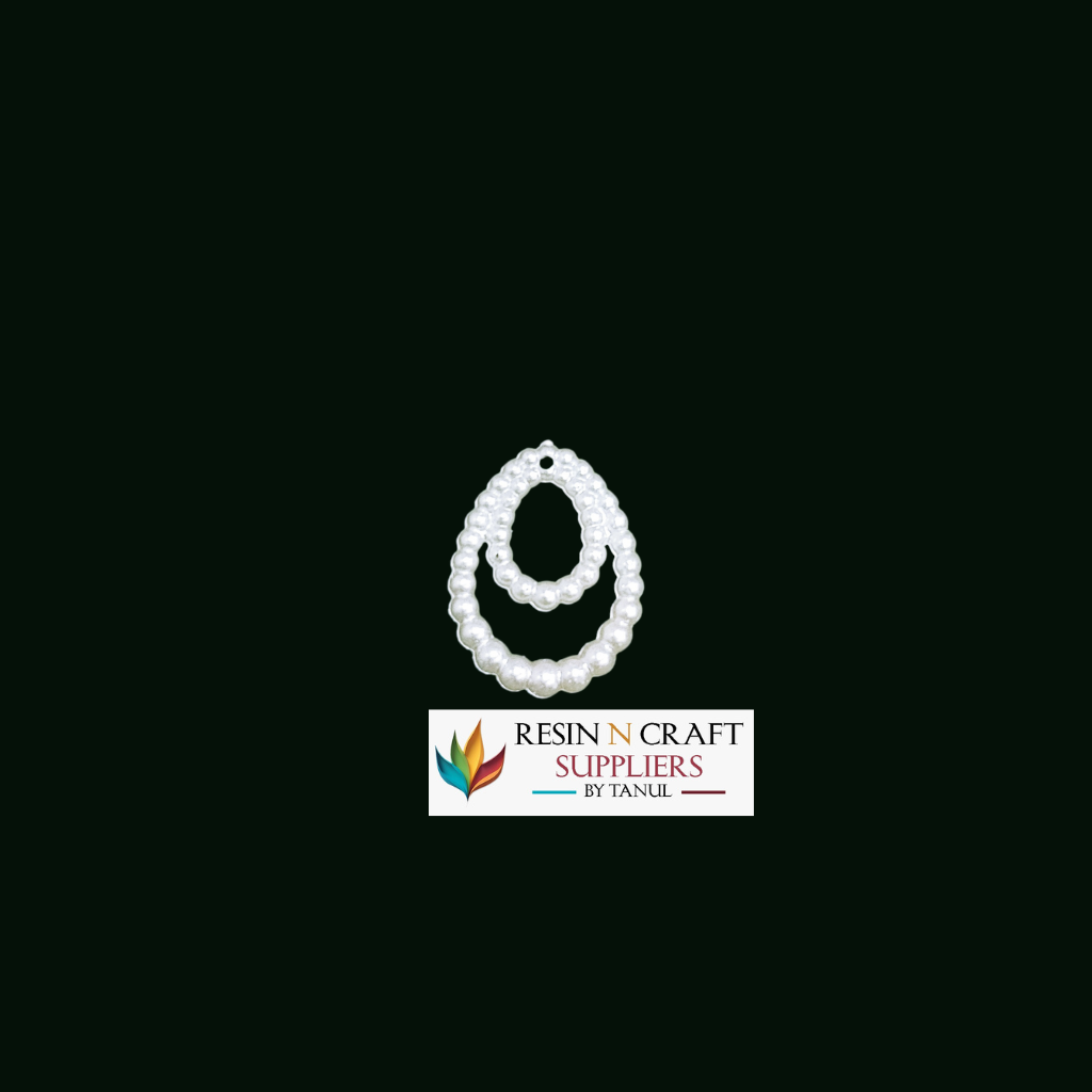 White Double Loop Pearl Moti Beads / Oval Loop Pearl Beads Charm for Resin Art & Jewellery Making