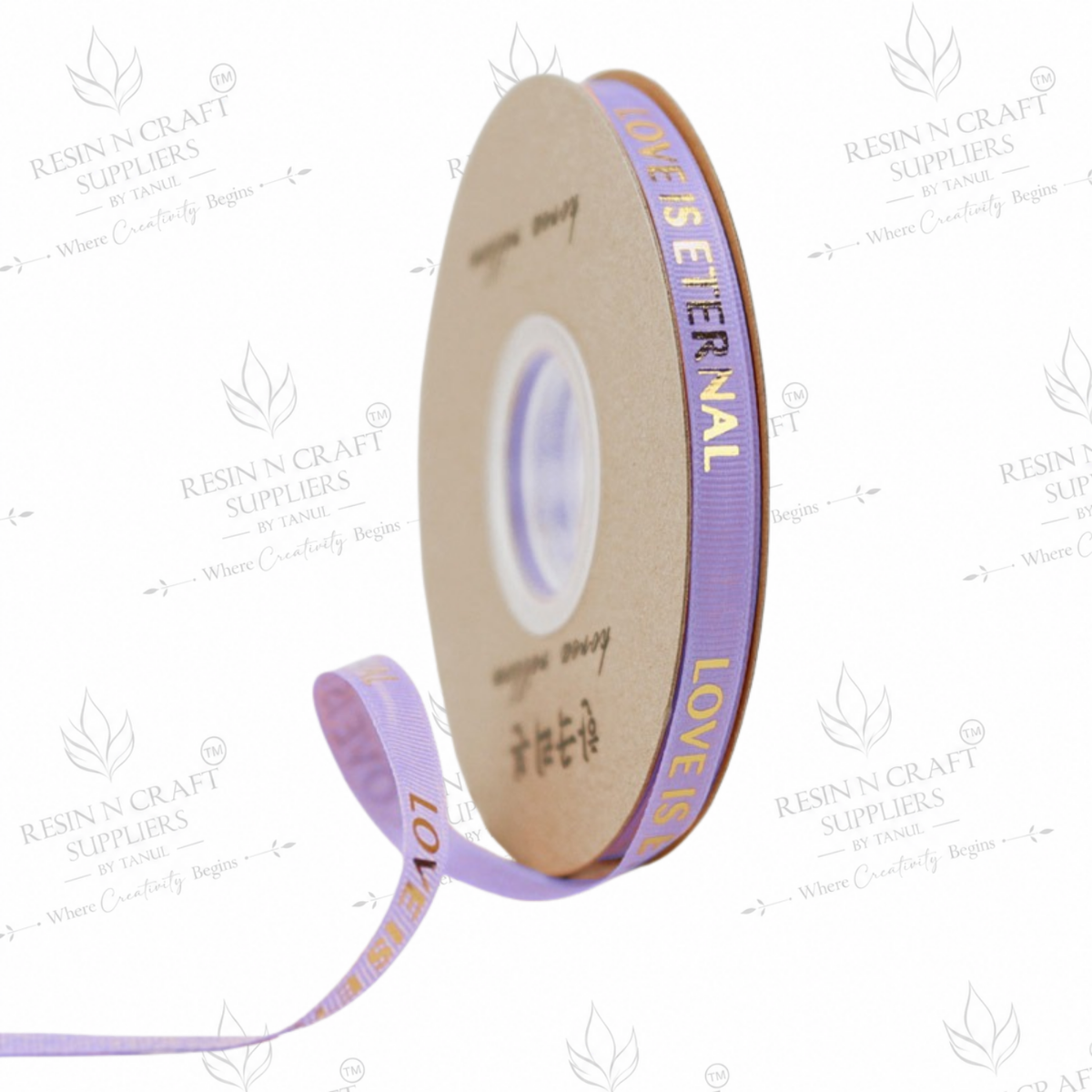 Lavender Love Is Eternal Golden Letter Hot Stamping Ribbon 2.5cm × 30m – MG2517L