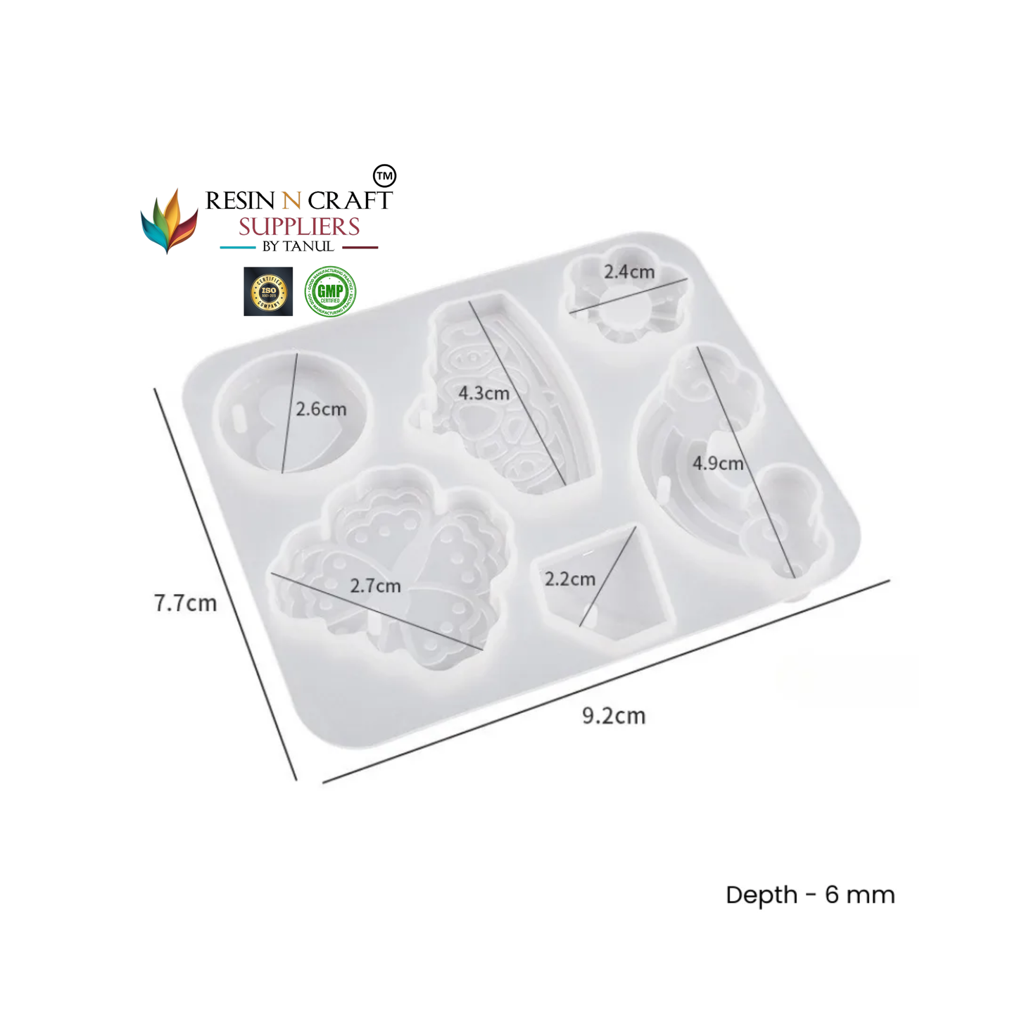 6 Cavity Rainbow & Cute Theme Keychain–Pendant Silicone Mold