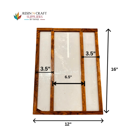 12 X 16 X 2.5 Inch MDF Teakwood (3 Sections) Acrylic Slider 3 side