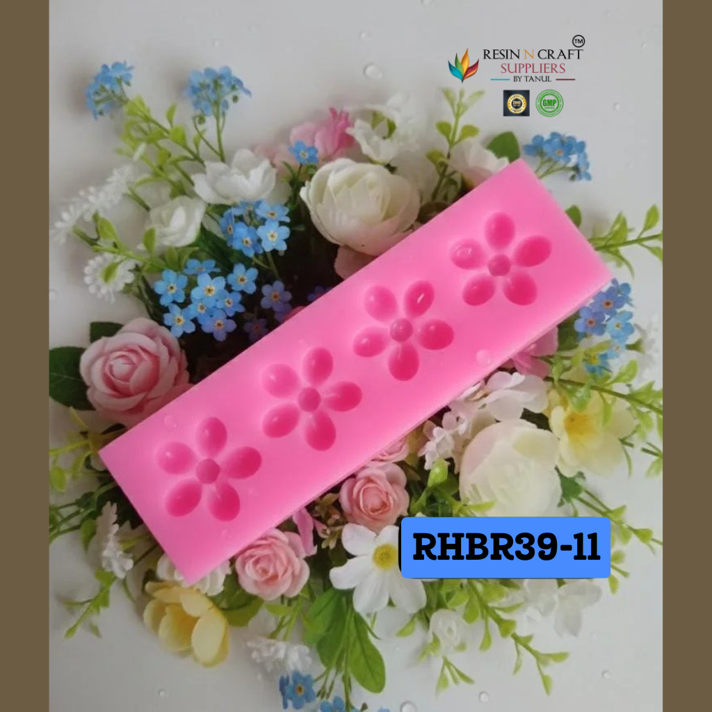 4 Cavity Detailed Flower Silicone Mold (RHBR39-11M)