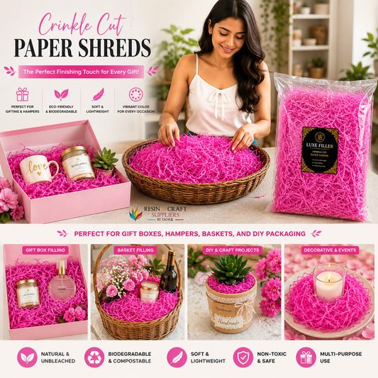Crinkle Cut Paper Shreds For Packing – Hot Pink (40 Grams)