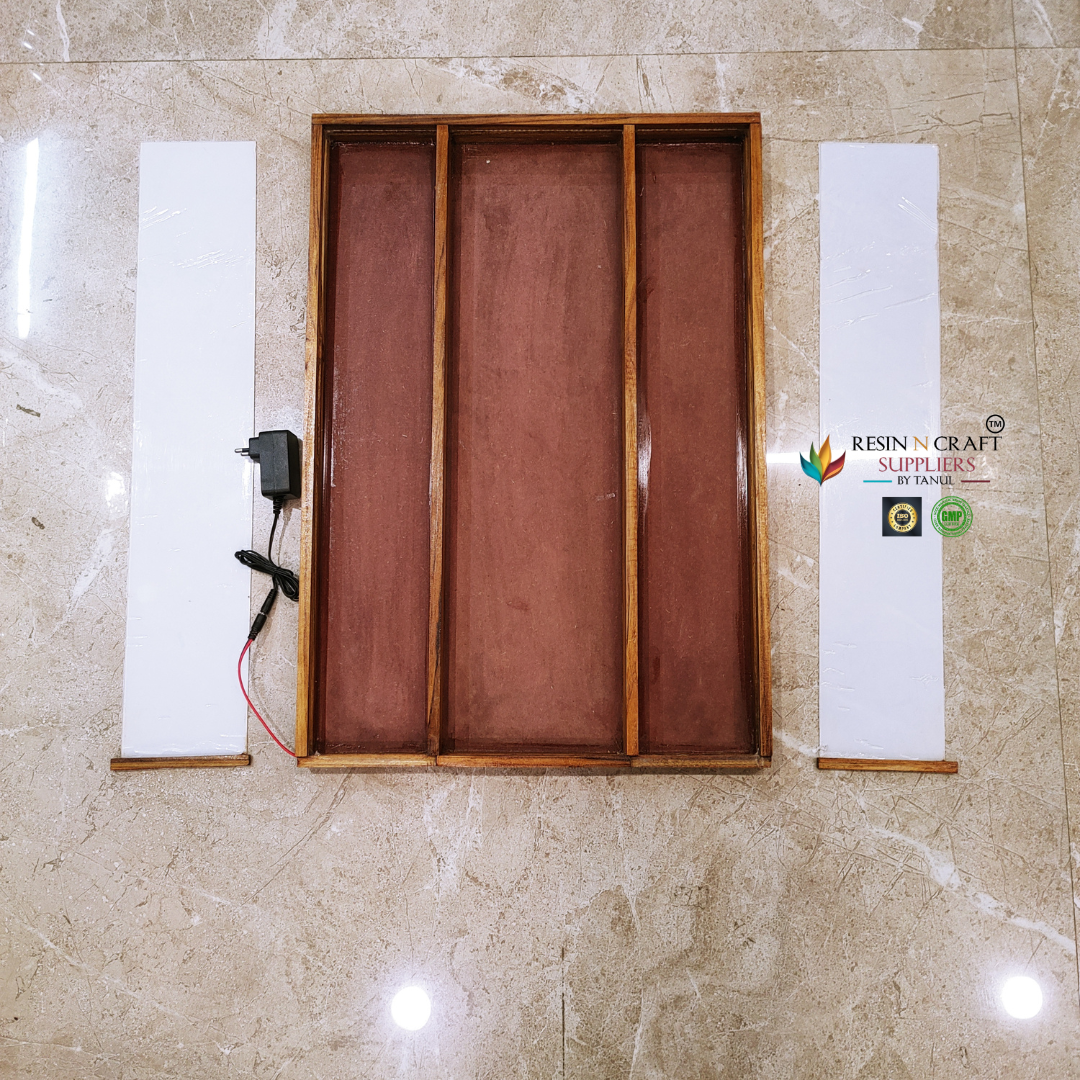 18" x 26" Teakwood Frame With Acrylic Slider, LED Light & MDF Base