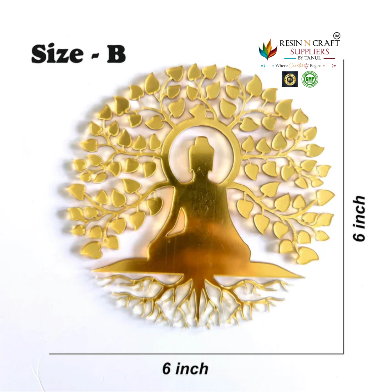 Mahaveer Swami Tree of Wisdom Gold Acrylic Cutout – Premium Jain Décor
