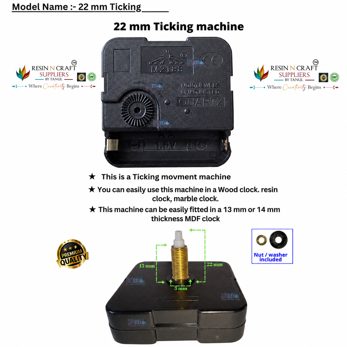 Clock Machine With Screws (12 - 28 MM) STEP / SWEEP