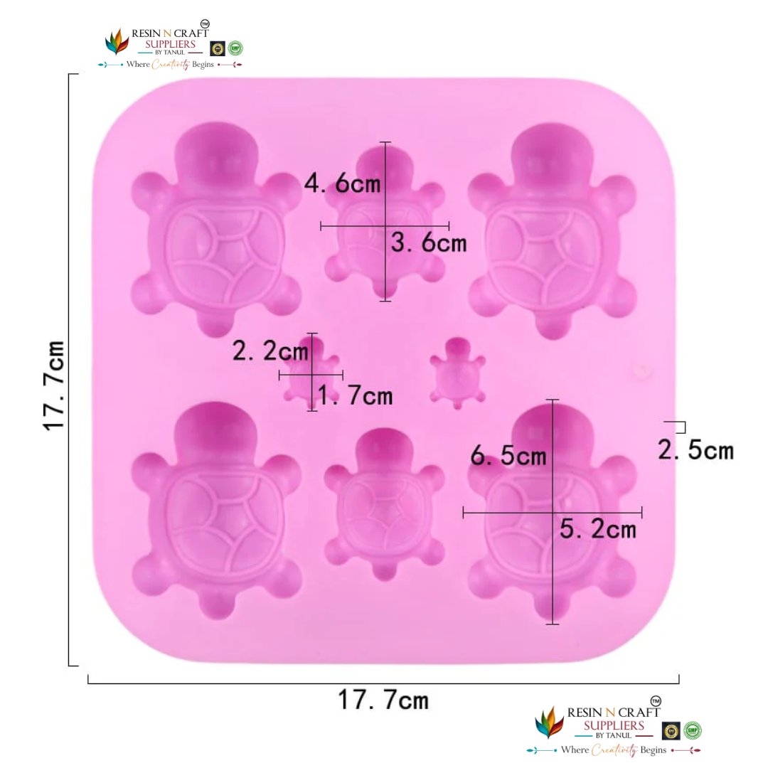 7 Cavity Sea Turtle Family Mould for DIY Concrete Art, Resin Crafts, Soap Making & Cake Making Silicone Mould (RSM1426M)