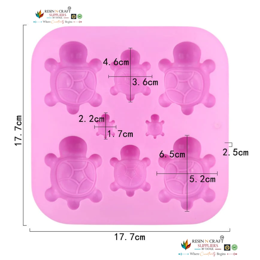 7 Cavity Sea Turtle Family Mould for DIY Concrete Art, Resin Crafts, Soap Making & Cake Making Silicone Mould (RSM1426M)