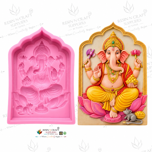 Ganesh Ji Silicone Mould for Resin Art | Ganesha Idol & Wall Decor Mould – 5 x 4 Inch | RHBR40-53M