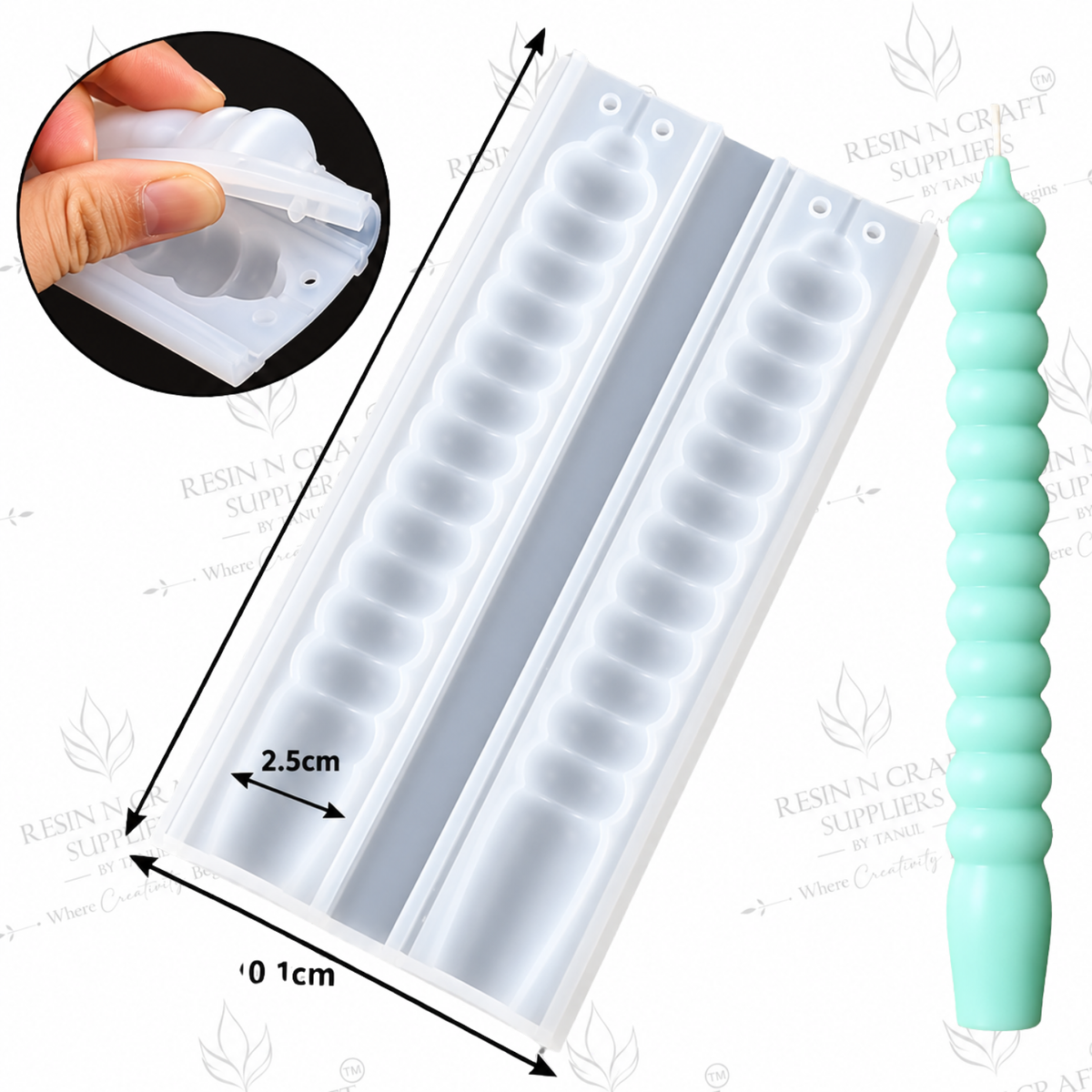 Geometric Spiral Long Pole Candle Mould (RSM1408M)