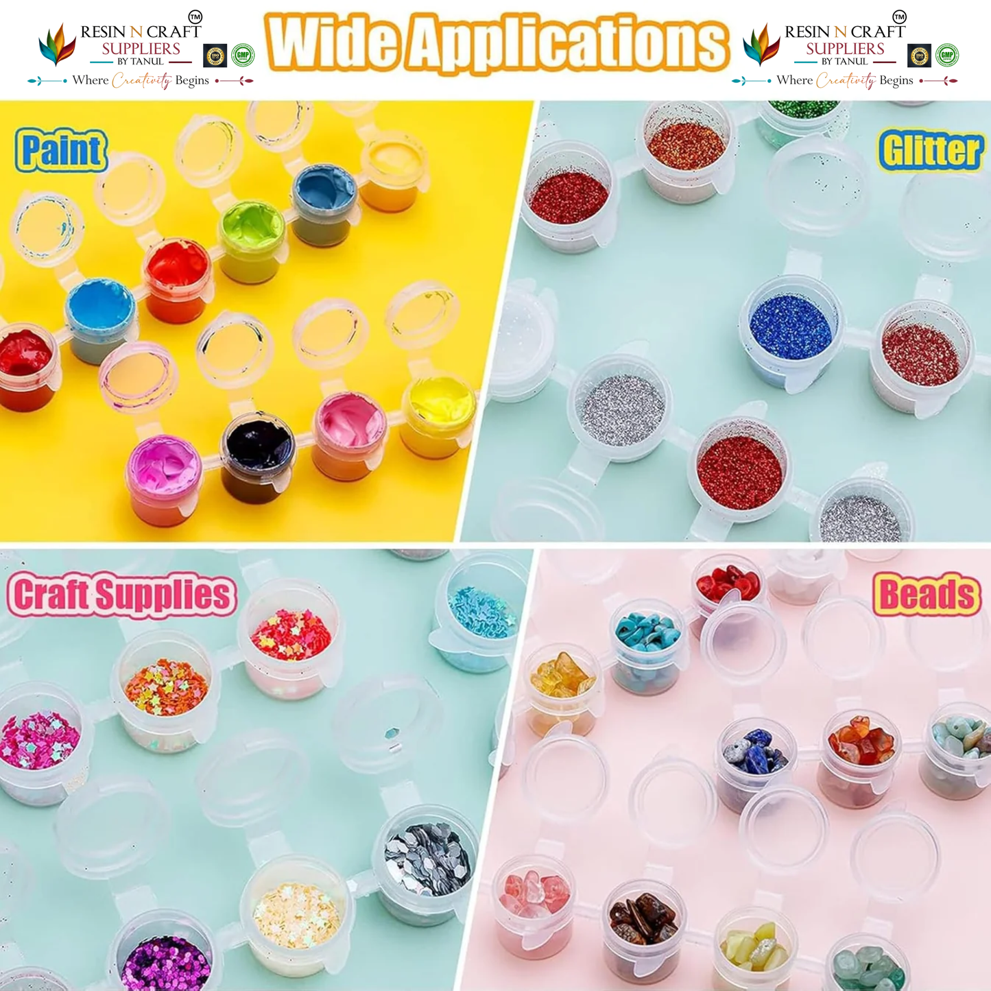 6 in 1 Empty Paint Pot Strips | 3ml Color Pots for Acrylic Paint, Resin Art, MDF, Canvas, Stone Painting & DIY Craft Projects
