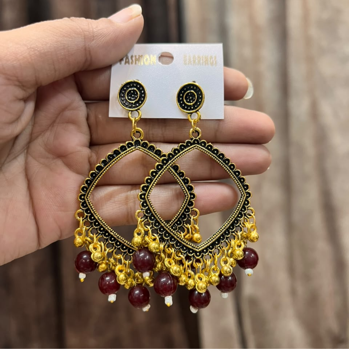 Gold Earring Bezel / Jumkha With Beads