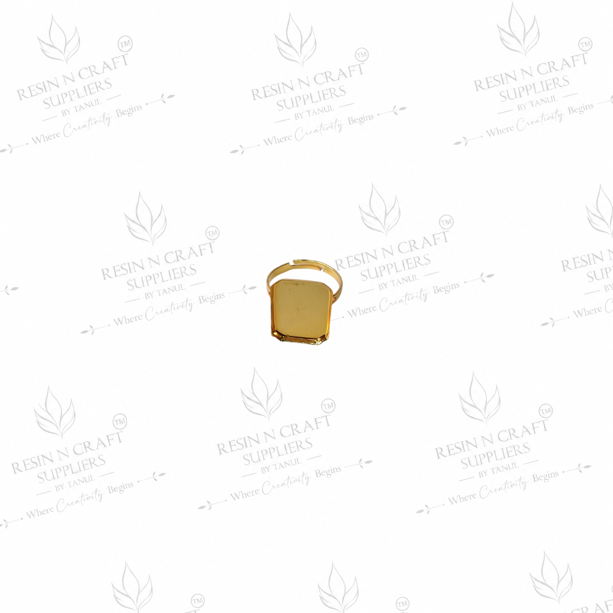 Gold Plated Rectangle Adjustable Ring Base | 1.8 cm