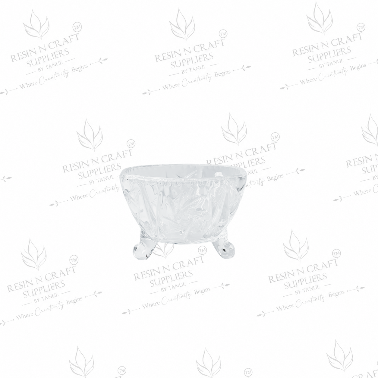 2.5 Inch Floral Footed Glass Candle Bowl | 3.4" Wide Opening for Wine & Smoothie Candles, Hampers, Resin Décor & Gifting