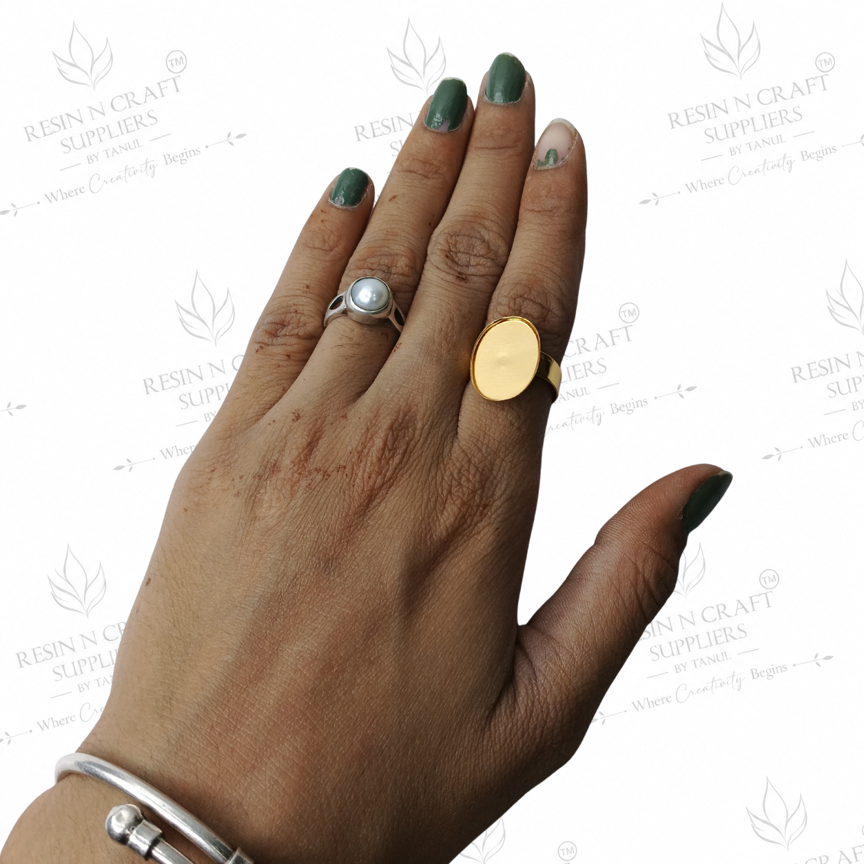 Gold Plated Oval Adjustable Ring Base | 1.8 cm