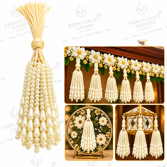 Cream Pearl Beaded Latkan Gucchi Pack of 10 | Toran & Bandhanwar Making Material