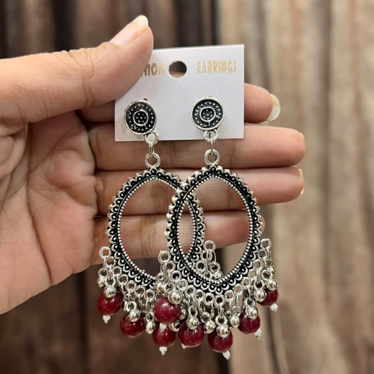 Silver Earring Bezel / Jumkha With Beads