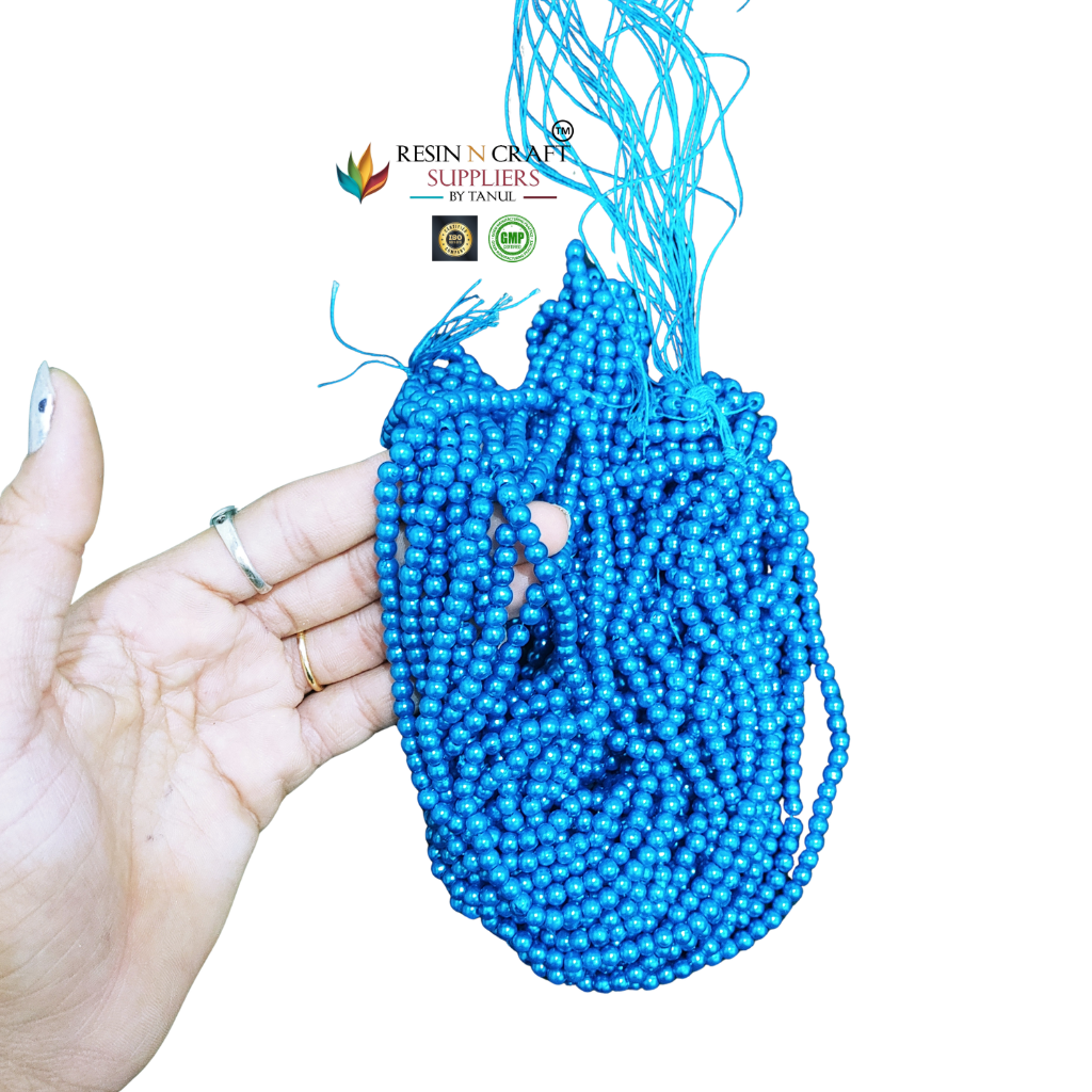 Blue Pearl Beads Mala / Blue Moti Mala Beads / Pearl Beads Craft Mala