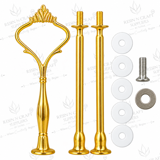 3 Tier Cake Stand Gold Crown Metal Fittings
