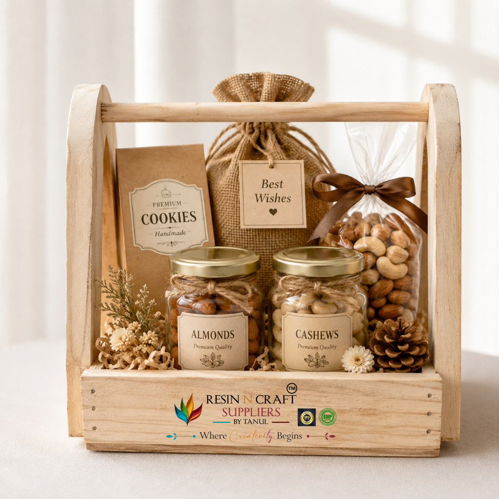 Premium Hamper Combo Set – Tray + 2 Glass Jars 350 ml (WTR04 + RJ01)