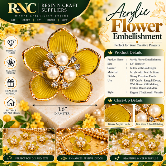 Acrylic Flower Embellishment – Premium Decorative Craft Accessory / Colourful Plastic Flower
