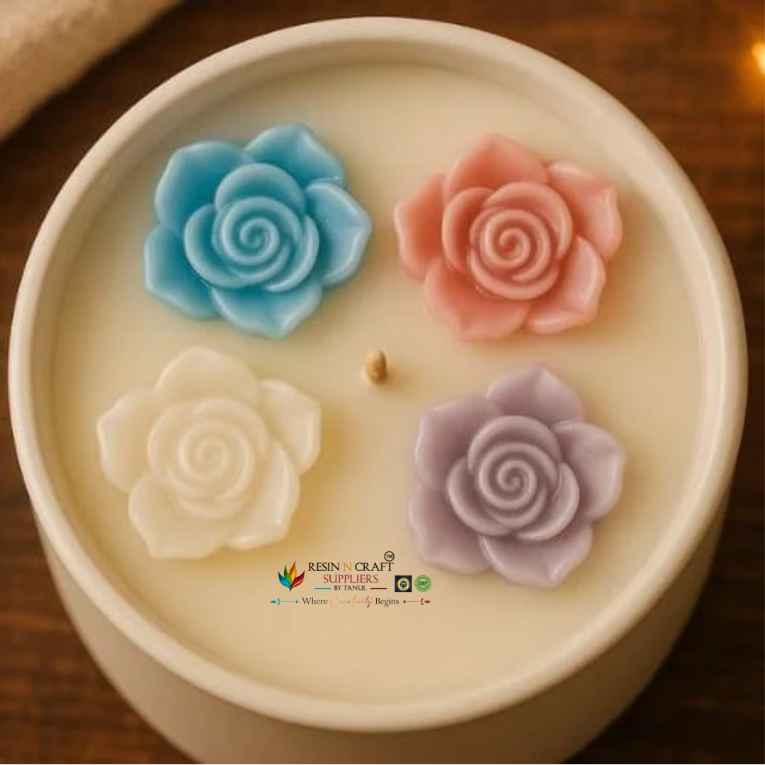 5 Cavity Flatback Rose Petal Candle Silicone Mould RIHM002M
