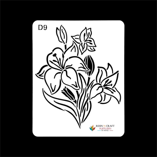 D9: Elegant Lily Floral Bouquet Craft Stencil (10"×8")