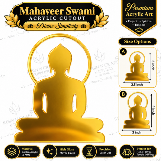 Mahaveer Swami Gold Acrylic Cutout – Divine Simplicity