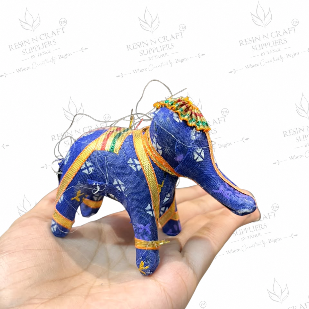 Decorative Fabric Elephant MDF Cutout – 4×3 Inch | Elephant Latkan for Resin Art, Toran & Home Décor