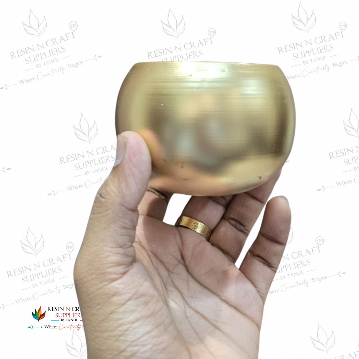 Golden Metal Urli Bowl for Candle Making, Resin Art & Home Décor – 3 Inch Bowl Shape
