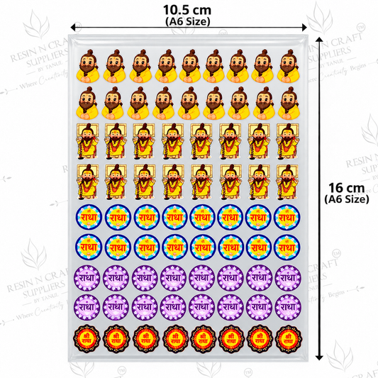 Radha & Devotional Peel & Stick UV DTF Sticker Sheet A6 – Religious & Pooja Stickers | UVS-184