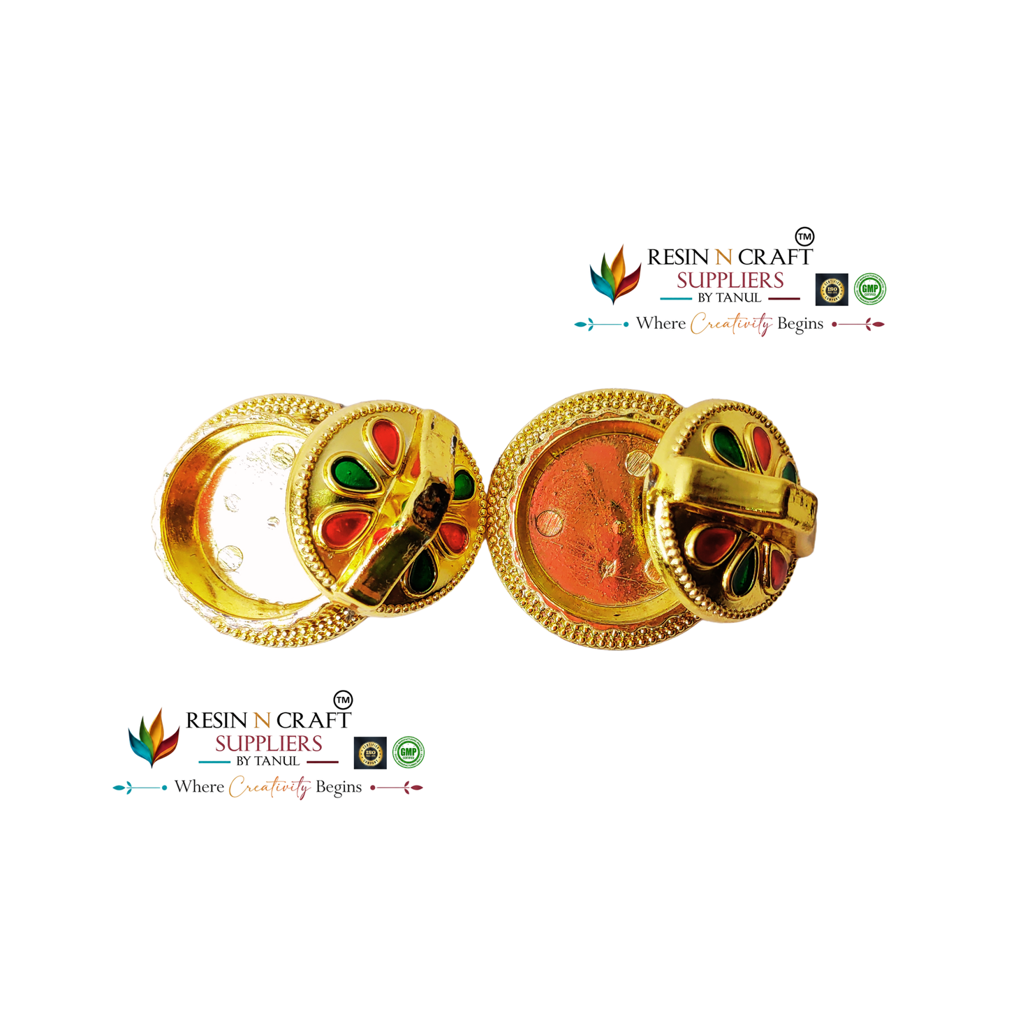 Round Big Katori / Kumkum Vati / Kum Kum Bowl / Decorative Bowl with Cap (Design 1)