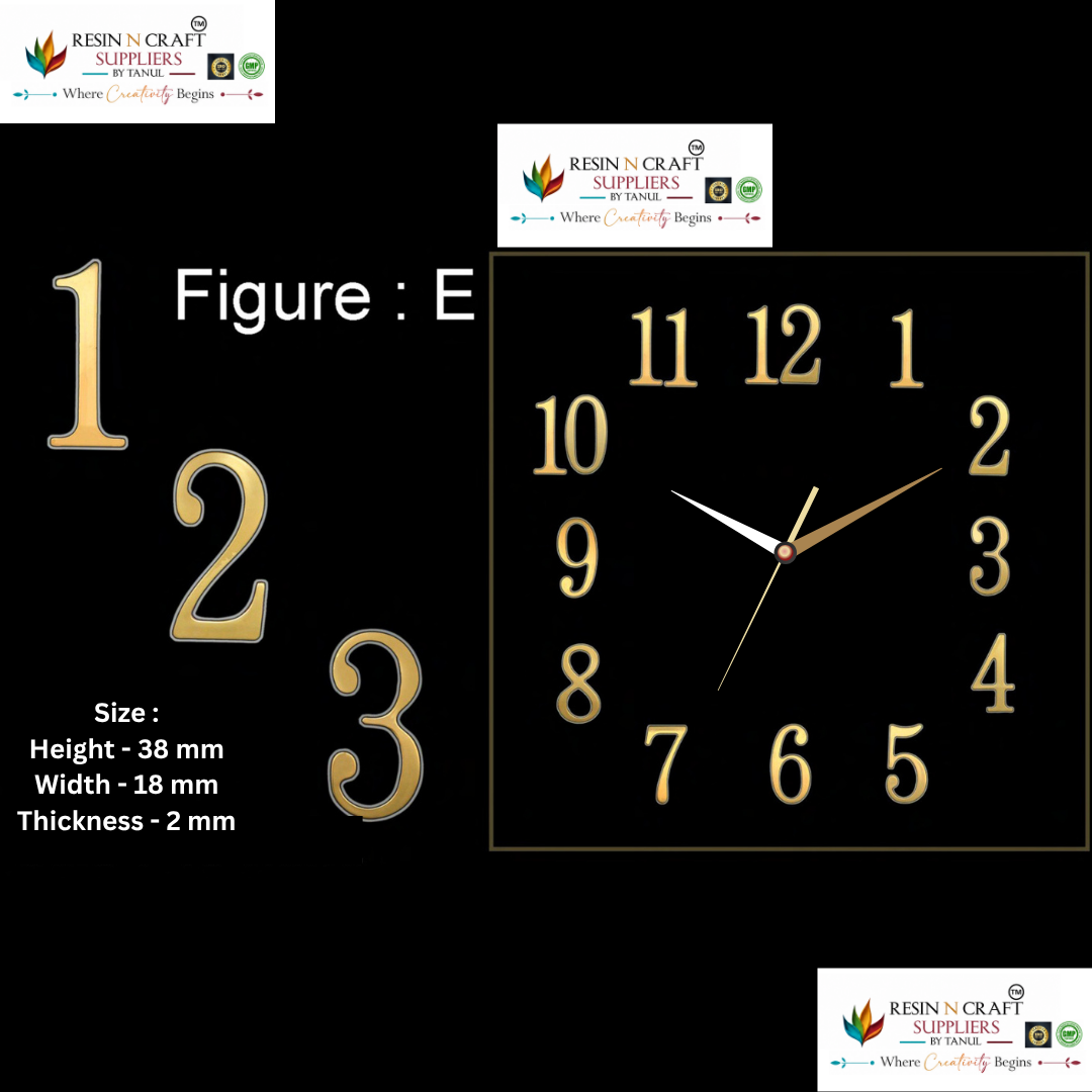 Classic Slim Arabic Clock Numbers – Figure E (Gold Finish)