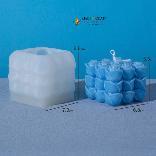3D Rose Flower Cube Candle Handmade Mould